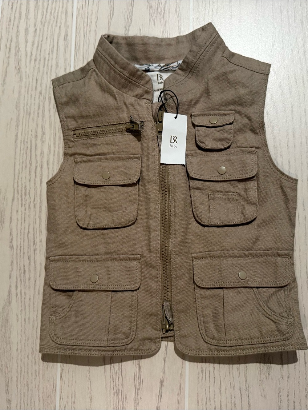 Banana Republic Baby Boys 6-12M Khaki Safari Utility Linen Blend Vest NWT